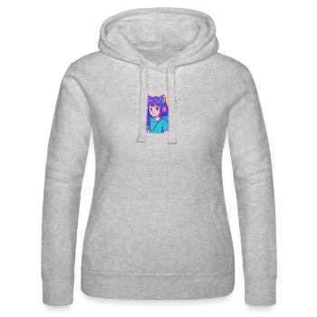 Vaporwave Neko Girl - Esthétique Anime Rétro - Sweat à capuche Russell Femme - gris chiné - Devant - Marisol (170cm)