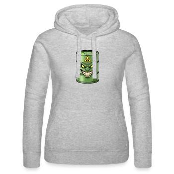 Green barrels with a grim grin - Women’s Hooded Sweater by Russell - heather grey - Front - Marisol (170cm)