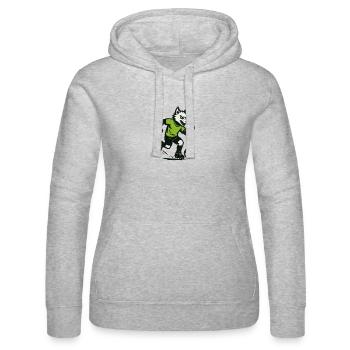 Grüner Wolf Fußballdribbler - Frauen Kapuzen Sweater von Russell - Grau meliert - Vorne - Marisol (170cm)