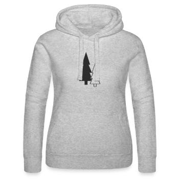 Forest Silhouette Fir Trees - Women’s Hooded Sweater by Russell - heather grey - Front - Marisol (170cm)