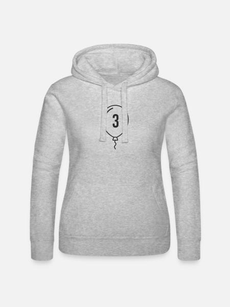 Luftballon Zahl 3 – Geburtstag & Party Design - Frauen Kapuzen Sweater von Russell - Grau meliert
