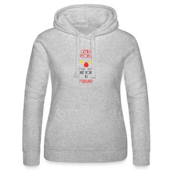 Genies are born in February - Birthday - Women’s Hooded Sweater by Russell - heather grey - Front - Marisol (170cm)