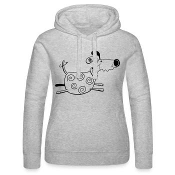 Funny Running Dog - Dogs - Gift - Cartoon - Women’s Hooded Sweater by Russell - heather grey - Front - Marisol (170cm)