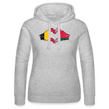 Belgien Belarus Flagge Hände Herzform used - Frauen Kapuzen Sweater von Russell - Grau meliert - Vorne - Marisol (170cm)