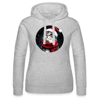 Katzen Weihnachten - Frauen Kapuzen Sweater von Russell - Grau meliert - Vorne - Marisol (170cm)
