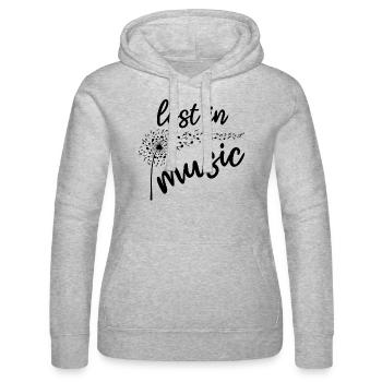 "Lost in music"- Musik Pusteblume Musiknoten Noten - Frauen Kapuzen Sweater von Russell - Grau meliert - Vorne - Marisol (170cm)