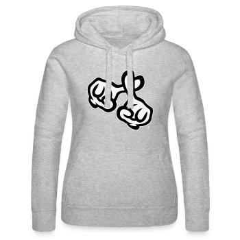 Fingerkreuz (Hände / Kreuz / Religion / NEG 2C) - Frauen Kapuzen Sweater von Russell - Grau meliert - Vorne - Marisol (170cm)