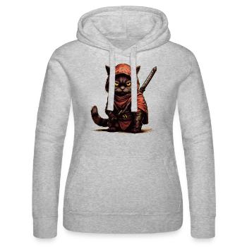 Chat ninja - Sweat à capuche Russell Femme - gris chiné - Devant - Marisol (170cm)
