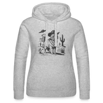 Wüstenkatze mit Cowboyhut - Frauen Kapuzen Sweater von Russell - Grau meliert - Vorne - Marisol (170cm)