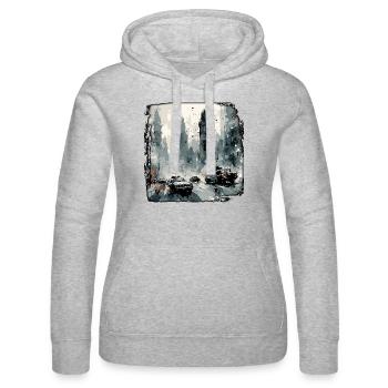 Apocalypse / Doomsday / Destruction / Anarchy - Women’s Hooded Sweater by Russell - heather grey - Front - Marisol (170cm)