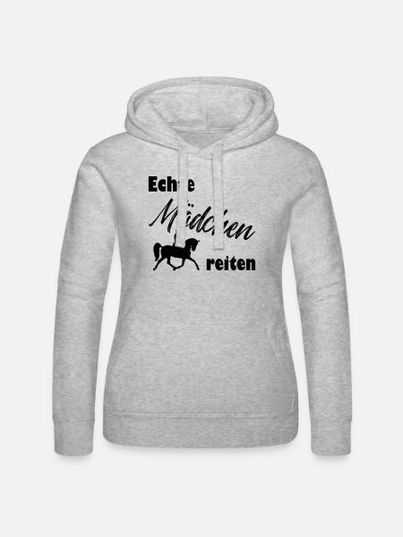 Echte Mädchen reiten - Frauen Kapuzen Sweater von Russell - Grau meliert