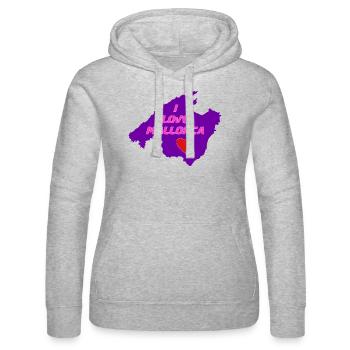 I Love Mallorca in Pink/Violett mit rotem Herz - Frauen Kapuzen Sweater von Russell - Grau meliert - Vorne - Marisol (170cm)