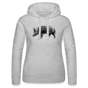 Wild Boar - Women’s Hooded Sweater by Russell - heather grey - Front - Marisol (170cm)