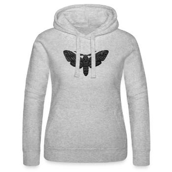 Black Moth – mystisches Stickmuster - Frauen Kapuzen Sweater von Russell - Grau meliert - Vorne - Marisol (170cm)