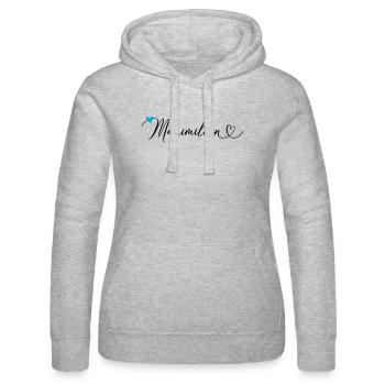 Maximilian Last name First name Calligraphy heart - Women’s Hooded Sweater by Russell - heather grey - Front - Marisol (170cm)