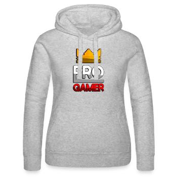 PRO GAMER (Rot) + King Crown - Gaming - Frauen Kapuzen Sweater von Russell - Grau meliert - Vorne - Marisol (170cm)