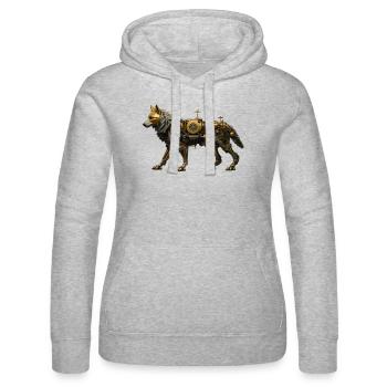 Steampunk Wolf - Frauen Kapuzen Sweater von Russell - Grau meliert - Vorne - Marisol (170cm)