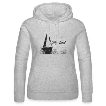 Ameland sailboat and 2 seagulls - Women’s Hooded Sweater by Russell - heather grey - Front - Marisol (170cm)