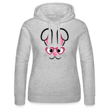 Visage de lapin avec des lunettes en forme de cœur - Sweat à capuche Russell Femme - gris chiné - Devant - Marisol (170cm)