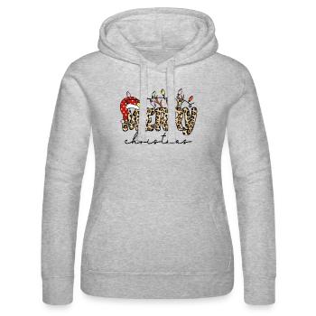 FROHE Weihnachten, Weihnachtsmannmütze - Frauen Kapuzen Sweater von Russell - Grau meliert - Vorne - Marisol (170cm)