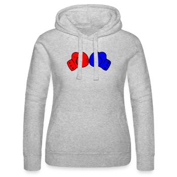 Two boxing gloves red and blue - Women’s Hooded Sweater by Russell - heather grey - Front - Marisol (170cm)