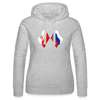 Flag Poland, Russia - Women’s Hooded Sweater by Russell - heather grey - Front - Marisol (170cm)
