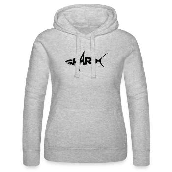 Mot-symbole requin noir Typographie avec nageoire - Sweat à capuche Russell Femme - gris chiné - Devant - Marisol (170cm)