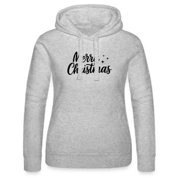 Merry-Christmas Schriftzug mit kleinen Sternen - Frauen Kapuzen Sweater von Russell - Grau meliert - Vorne - Marisol (170cm)