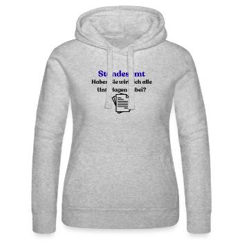 Standesamt Typo Hochzeitslook - Frauen Kapuzen Sweater von Russell - Grau meliert - Vorne - Marisol (170cm)