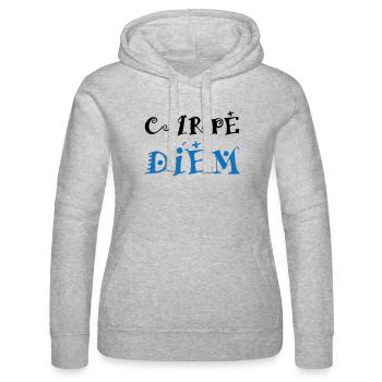 Carpe Diem - Women’s Hooded Sweater by Russell - heather grey - Front - Marisol (170cm)