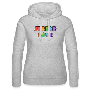 Spread Love Regenbogentypografie - Frauen Kapuzen Sweater von Russell - Grau meliert - Vorne - Marisol (170cm)