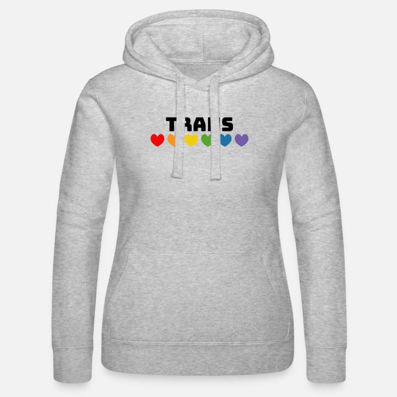Rainbow heart trans black - Women’s Hooded Sweater by Russell - heather grey