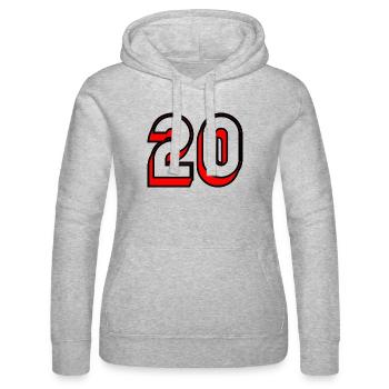 20. 20 JAHRE. 20-JÄHRIGES JUBILÄUM. 20-JÄHRIGES JUBILÄUM. - Frauen Kapuzen Sweater von Russell - Grau meliert - Vorne - Marisol (170cm)