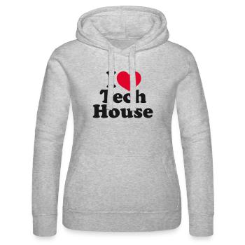 J’adore Tech House - Sweat à capuche Russell Femme - gris chiné - Devant - Marisol (170cm)