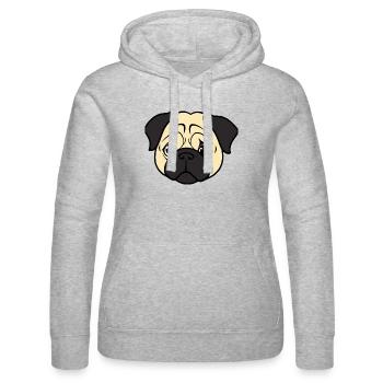 Mops Hunde T-shirt Geschenk Weihnachten - Frauen Kapuzen Sweater von Russell - Grau meliert - Vorne - Marisol (170cm)