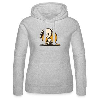 Pensive bunny – silent cartoon motif - Women’s Hooded Sweater by Russell - heather grey - Front - Marisol (170cm)