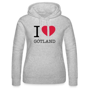 I LOVE GOTLAND Schweden - Frauen Kapuzen Sweater von Russell - Grau meliert - Vorne - Marisol (170cm)