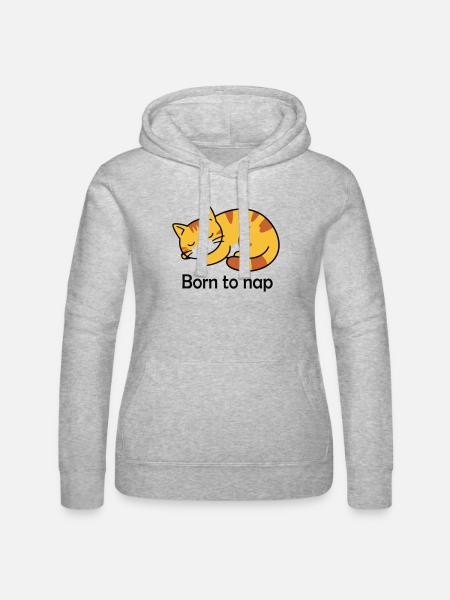 Born to Nap Cat Sleep Design - Women’s Hooded Sweater by Russell - heather grey