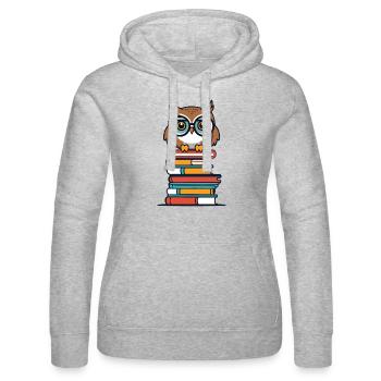 liteSüße Buch Illustration Für Eulen Liebhaber - Frauen Kapuzen Sweater von Russell - Grau meliert - Vorne - Marisol (170cm)