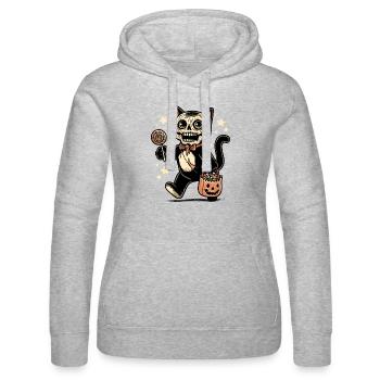 Chat zombie mort-vivant Halloween - Sweat à capuche Russell Femme - gris chiné - Devant - Marisol (170cm)