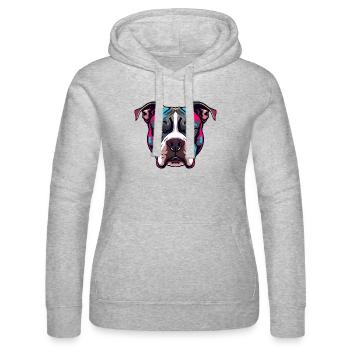 Neon Pitbull Porträt - Frauen Kapuzen Sweater von Russell - Grau meliert - Vorne - Marisol (170cm)