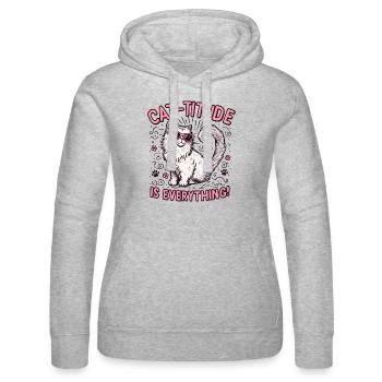 Titude de chat - Sweat à capuche Russell Femme - gris chiné - Devant - Marisol (170cm)
