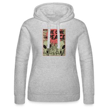 Vintage Alien Invasion in Frieden - Frauen Kapuzen Sweater von Russell - Grau meliert - Vorne - Marisol (170cm)
