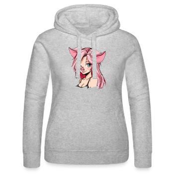 Ein Augenzwinkern, Anime Mädchen Schweine - Frauen Kapuzen Sweater von Russell - Grau meliert - Vorne - Marisol (170cm)