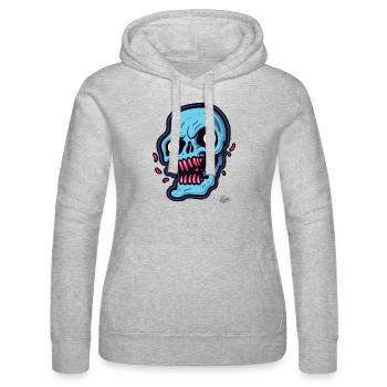abstrakter blauer Totenkopf - Frauen Kapuzen Sweater von Russell - Grau meliert - Vorne - Marisol (170cm)