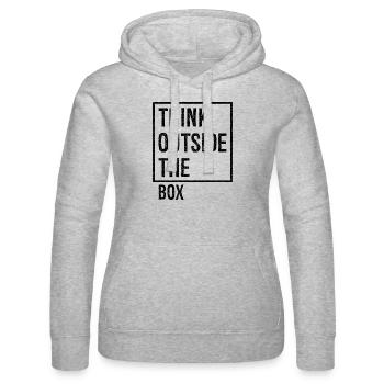 think outside the box - Women’s Hooded Sweater by Russell - heather grey - Front - Marisol (170cm)