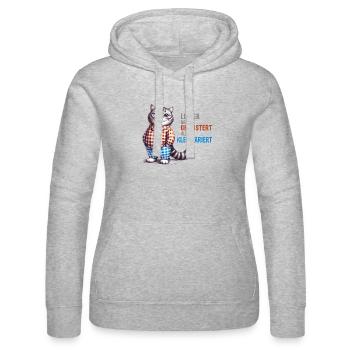 Lieber gross gemustert als kleinkariert - Cat - Frauen Kapuzen Sweater von Russell - Grau meliert - Vorne - Marisol (170cm)