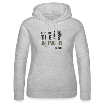 Taktisches Alpaka – Stay Calm - Frauen Kapuzen Sweater von Russell - Grau meliert - Vorne - Marisol (170cm)