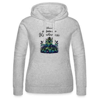 Willkommen im Garten - Kräuterhexe - Naturheilerin - Frauen Kapuzen Sweater von Russell - Grau meliert - Vorne - Marisol (170cm)