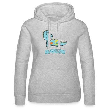 Dinosaur funny child Marlon gift birthday - Women’s Hooded Sweater by Russell - heather grey - Front - Marisol (170cm)